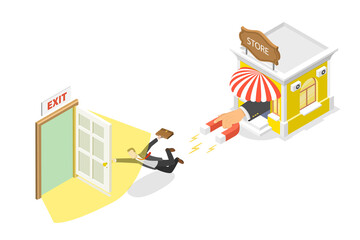 3D Isometric Flat  Conceptual Illustration of Customer Retention