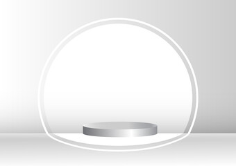 Modern style white circle ring presentation silver background