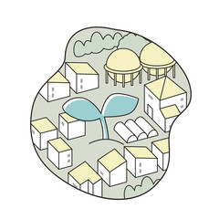 切り抜かれた風景。芽のある街並み