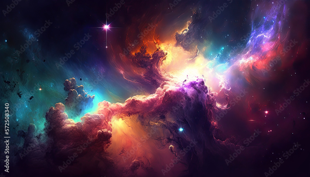 Wall mural background of cosmic sky with stars, constellations, galaxies and nebulae. generative ai