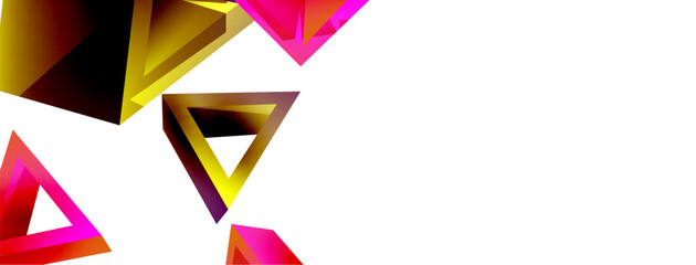 Triangle abstract background. 3d vector basic shape technology or business concept composition. Trendy techno business template for wallpaper, banner, background or landing