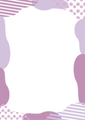 ボーダーとドットのブロブフレーム・背景_縦_パープル