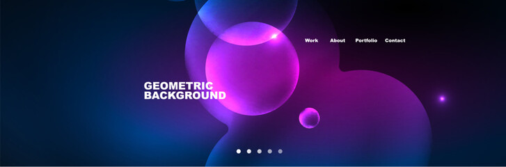 Shiny neon circles and bubbles, dark abstract background with blurred magic neon light, wallpaper design