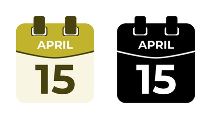 April 15 flat daily spiral calendar icon date vector illustration in matching color scheme. Suitable and perfect for design material, such as event or reminder. The best editable graphic resources.