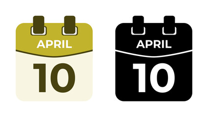 April 10 flat daily spiral calendar icon date vector illustration in matching color scheme. Suitable and perfect for design material, such as event or reminder. The best editable graphic resources.