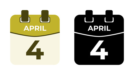 April 4 flat daily spiral calendar icon date vector illustration in matching color scheme. Suitable and perfect for design material, such as event or reminder. The best editable graphic resources.