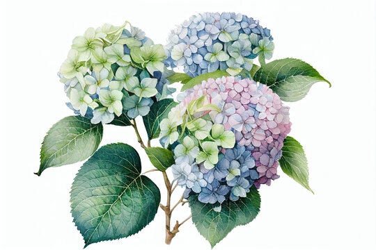 Hydrangea Flowers, Illustration, Generative AI