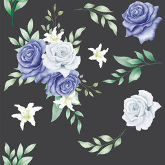 Seamless Pattern Floral Rose watercolor