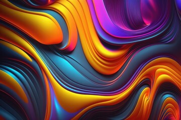 3D Abstract Background, color flow, generative ai