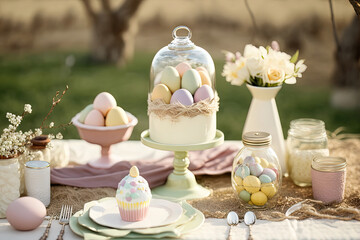 Easter celebration in a cozy and inviting countryside setting