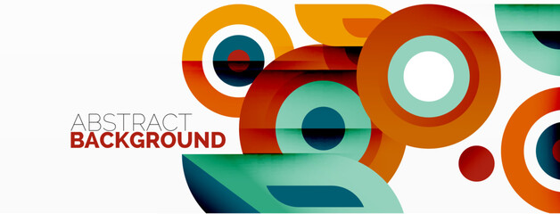 Obraz premium Abstract round shapes background. Minimalist decoration. Geometric background with circles and rings