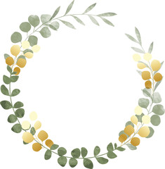 Luxury floral leaf wreath gold frame