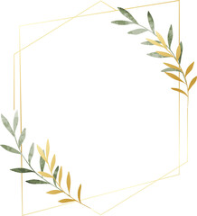 Luxury floral leaf wreath gold frame