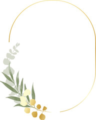 Luxury floral leaf wreath gold frame