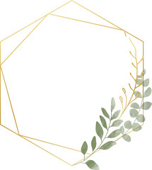 Luxury floral leaf wreath gold frame