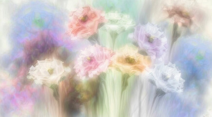 Obraz na płótnie Canvas background with painted flowers in pastel colors. Generative AI