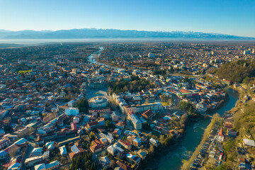Aerial view of Kutaisi, one of the biggest cities and touristic destinations in Georgia