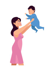 woman lifting newborn baby