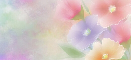 Fototapeta na wymiar background with painted flowers in pastel colors. Generative AI
