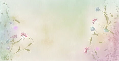 pastel light background with flowers for a spring greeting card. Generative AI