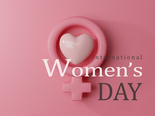 3d Rendering. Women's day design. Womens day greeting text with flowers background for woman international celebration.