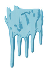 Light blue color with pigment flowing down. Isolated on transparent background.