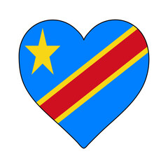 Democratic Republic of the Congo Heart Shape Flag. Love Democratic Republic of the Congo. Visit Democratic Republic of the Congo. Middle Africa. African Union. Vector Illustration Graphic Design.