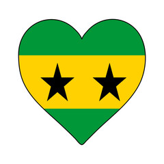 São Tomé and Príncipe Heart Shape Flag. Love São Tomé and Príncipe. Visit São Tomé and Príncipe. Middle Africa. African Union. Vector Illustration Graphic Design.