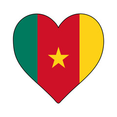 Cameroon Heart Shape Flag. Love Cameroon. Visit Cameroon. Middle Africa. African Union. Vector Illustration Graphic Design.