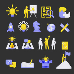 3d illustration Icons on the theme of creativity and ideas.