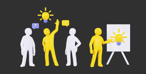 3d illustration Icons on the theme of creativity and ideas.