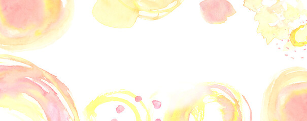 黄色とピンクの抽象的な水彩テクスチャのバナー