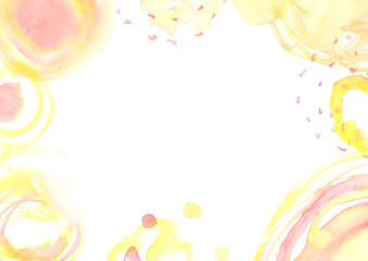 Naklejka na ściany i meble 黄色とピンクの抽象的な水彩テクスチャのフレーム
