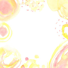 黄色とピンクの抽象的な水彩テクスチャのフレーム
