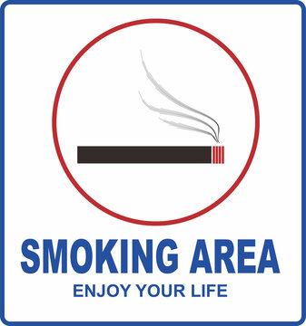 Smoking area sign blue