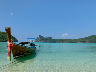 Longtail boat on the sea