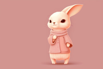 Naklejka premium Cute Fennec Fox on pink copy space background made with Generative AI