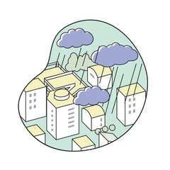 切り抜かれた風景。大雨の街並み