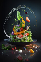 Fototapeta na wymiar Fresh Arugula Salad . AI generated Illustration.