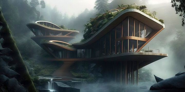 stunning futuristic eco-home, AI-Generated