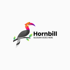 Vector Logo Illustration Hornbill Gradient Colorful Style.