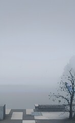 Naklejka na ściany i meble misty morning on the river made using Generative AI Technology.