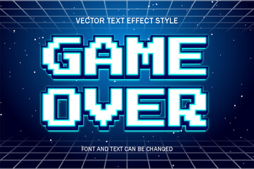 game over pixel art 3d editable text effect font style retro vintage games template background design © SystemDirect