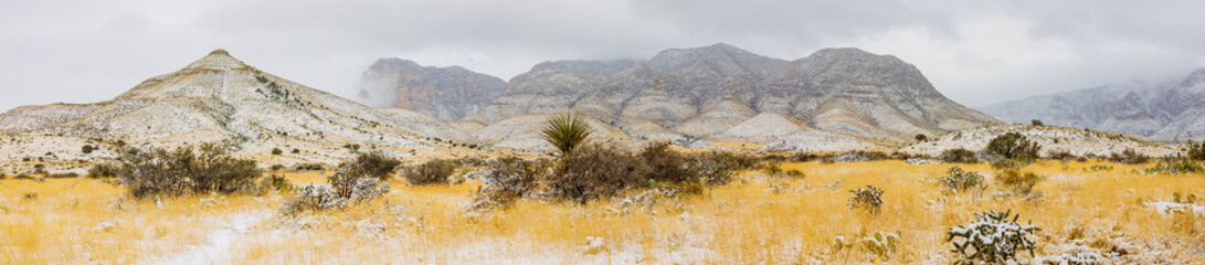 Overcast view of the landscape of Guadalupe Mountains National Park