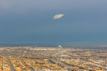 High angle view of the beautiful El Paso city and Ciudad Juarez of Mexico from the overlook