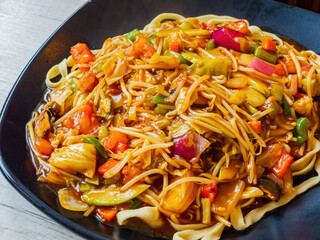 Close up shot of delicious vegetable salad