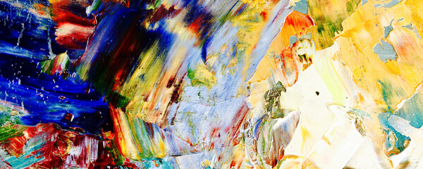 Color texture. Hand drawn oil painting on canvas. Abstract art background. Modern, contemporary art. Colorful canvas. Wall decor background	
