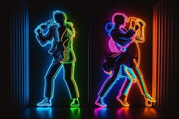 Neon Saxophone Man (Double-Sided)