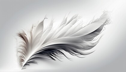3D White Feather on White Background, Generative AI, Illustration