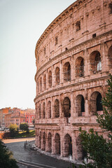 colosseum rome italy view city sunrise